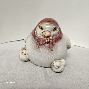 Vintage Glazed Ceramic Hen Pigeon Family